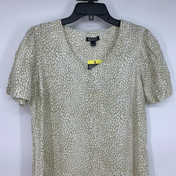 Nicole Miller Dress Linen Blend V Neck Short Sleeve Pleated NWT - Picture 5 of 10